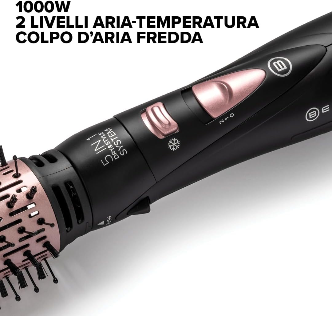 Detalle de Bellissima Imetec GH30 1000: Spazzola ad Aria Calda 5 in 1 per Capelli Lisci, Mossi e Ricci