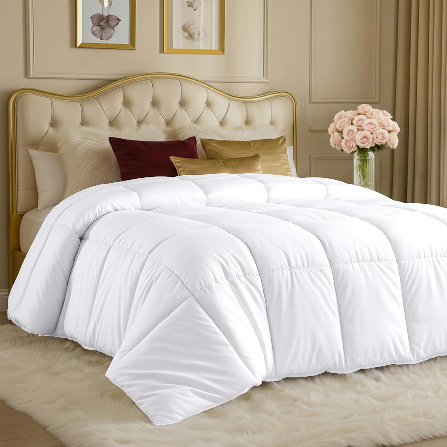 Detalle de Utopia Bedding Duvet Insert, Queen 88 x 88 Inches, White, Down Alternative