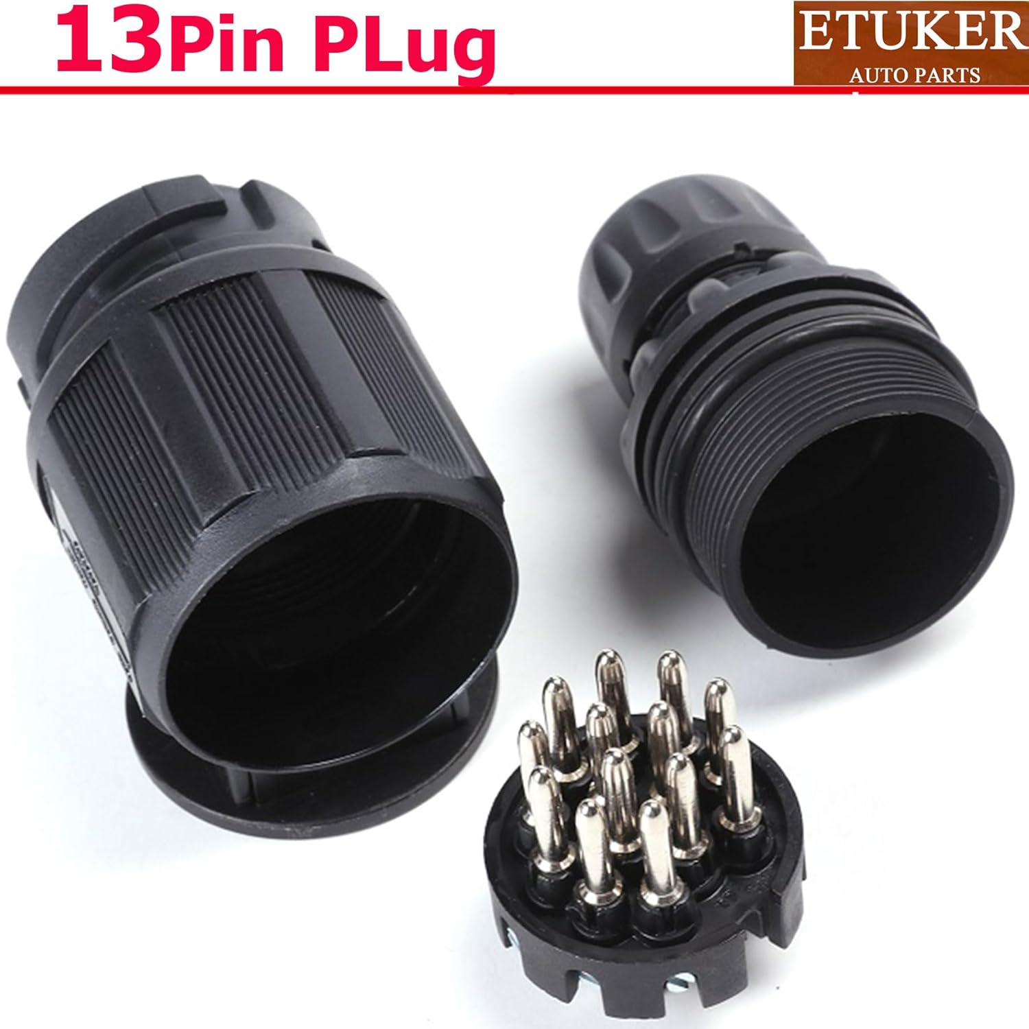 Thumbnail 3 de ETUKER 2-Piece 13 Pin Trailer Plug Waterproof (12V) with Screw Terminals