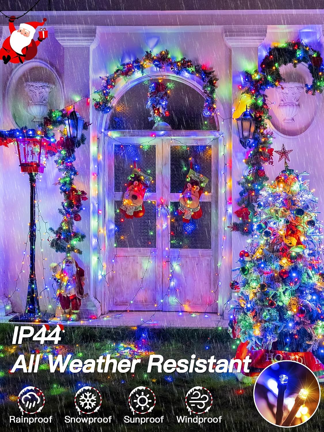 Detalle 1 de Guhope NYA0800J Christmas Lights, 263 ft, 800 Multicolor LEDs, 8 Modes