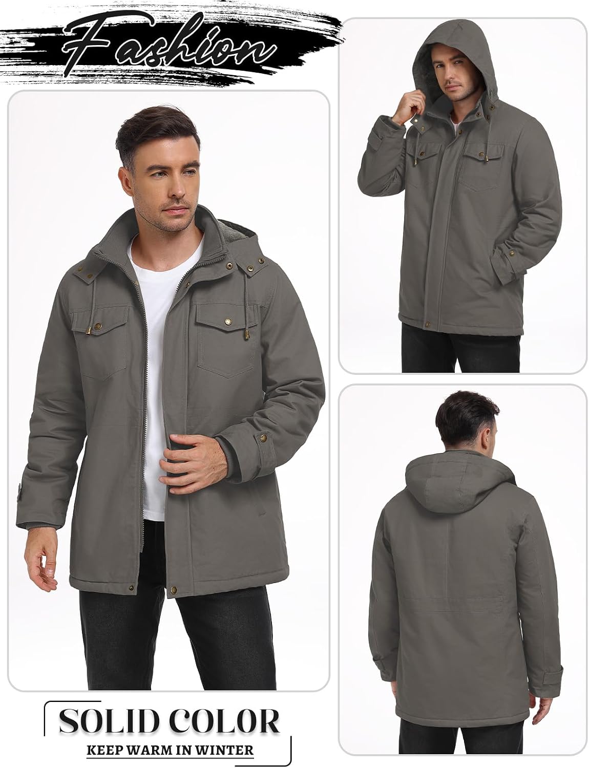 Detalle de Xnova Mens Winter Parka Jacket with Fleece Lining and Removable Hood