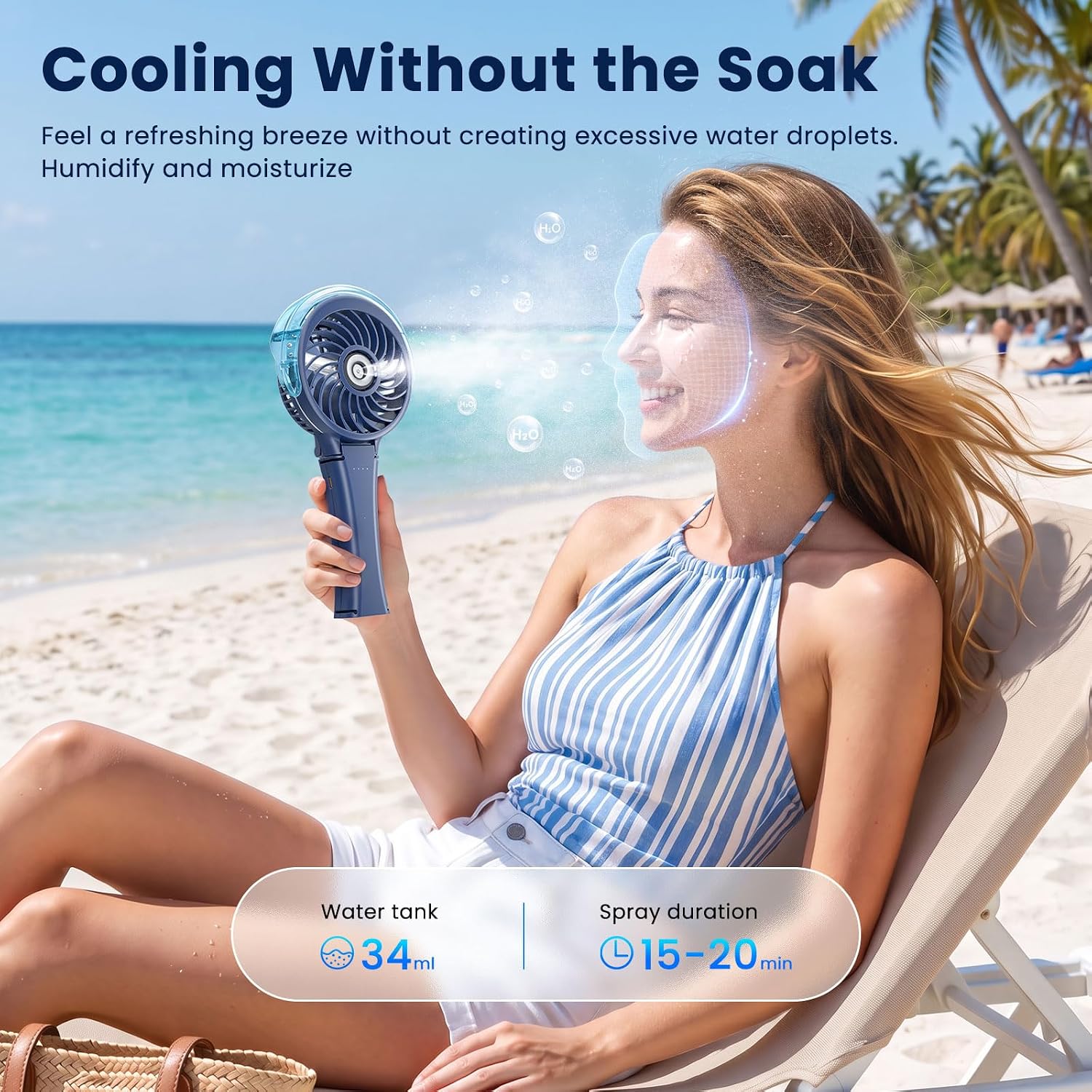 Thumbnail 2 de HandFan Upgraded Portable Handheld Misting Fan with Rechargeable Battery (Royal Blue)