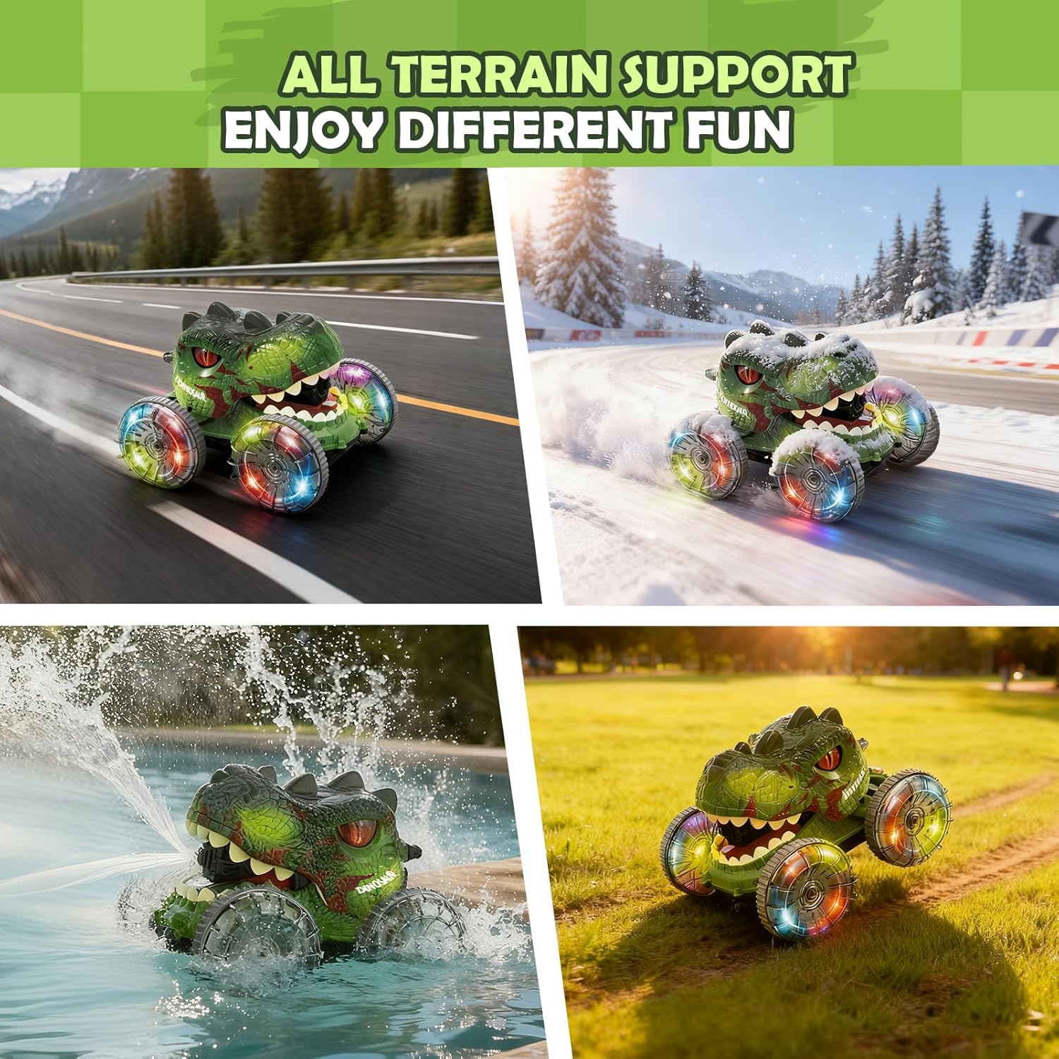 Thumbnail 3 de Muakiz Dinosaurier-Amphibienfahrzeug 4WD RC-Auto mit Wasserpistole (IPX7, 2,4 GHz, 360°-Drehung)