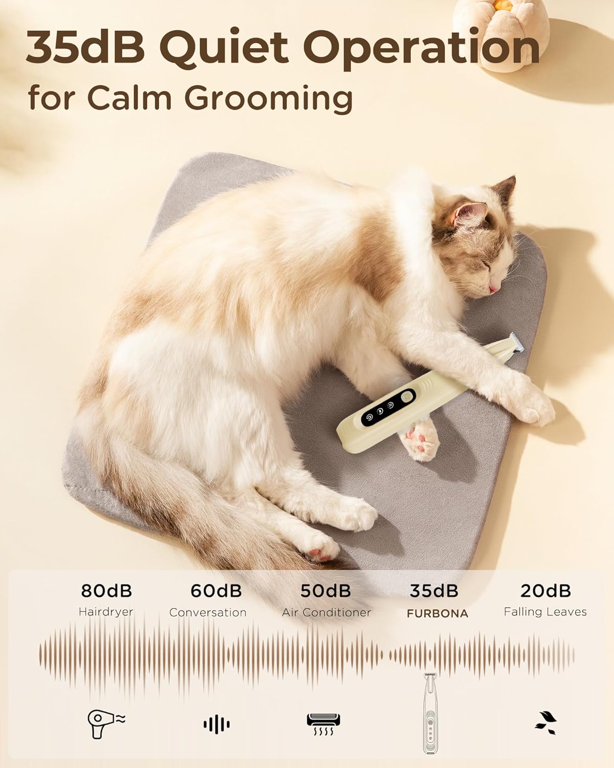 Thumbnail 5 de [Pro Version] FURBONA Dog Paw Trimmer – 18mm Wide Blade, LED Display & 35dB Quiet