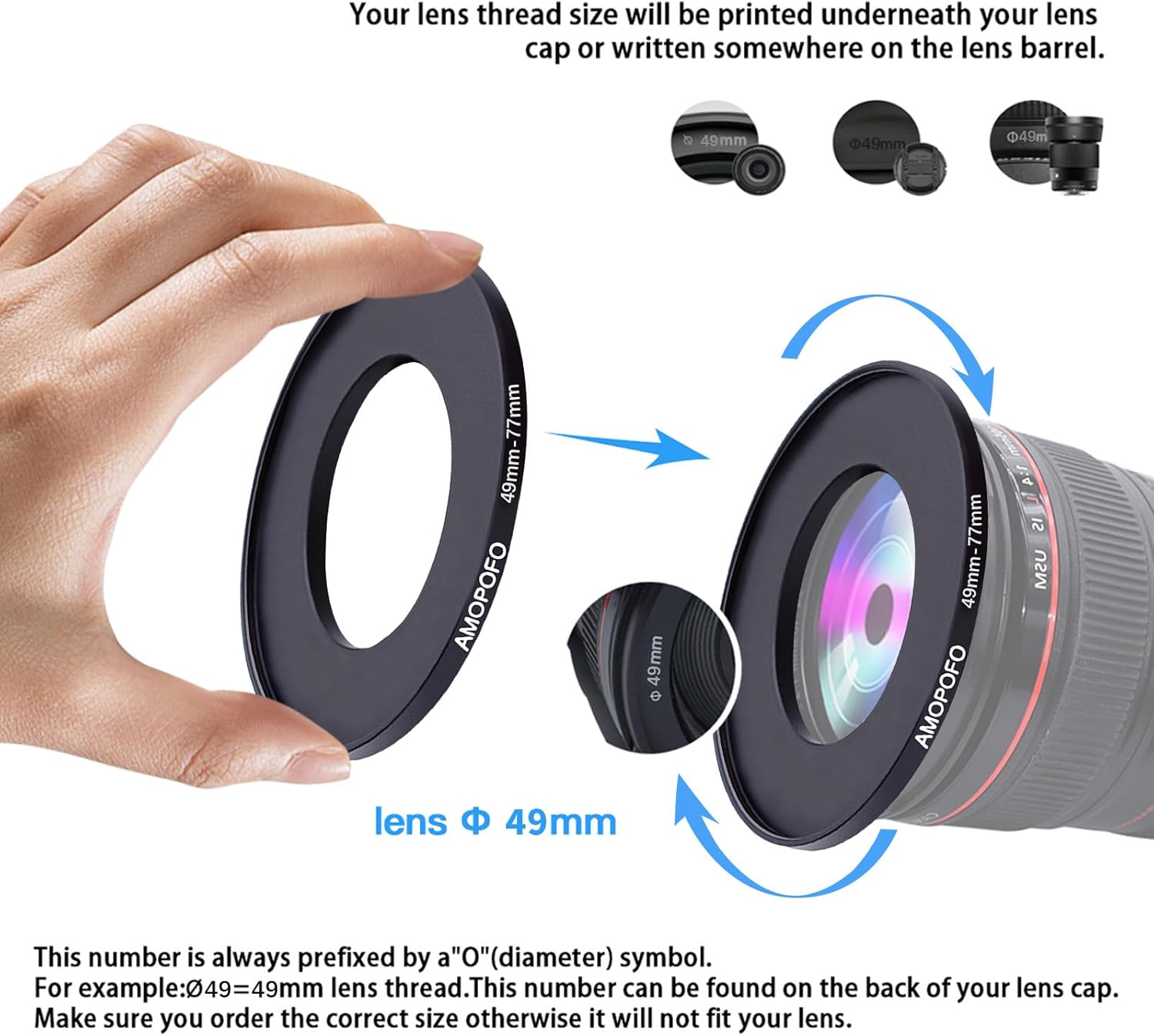 Thumbnail 4 de AMOPOFO 49mm to 77mm Step Up Ring Filter Adapter