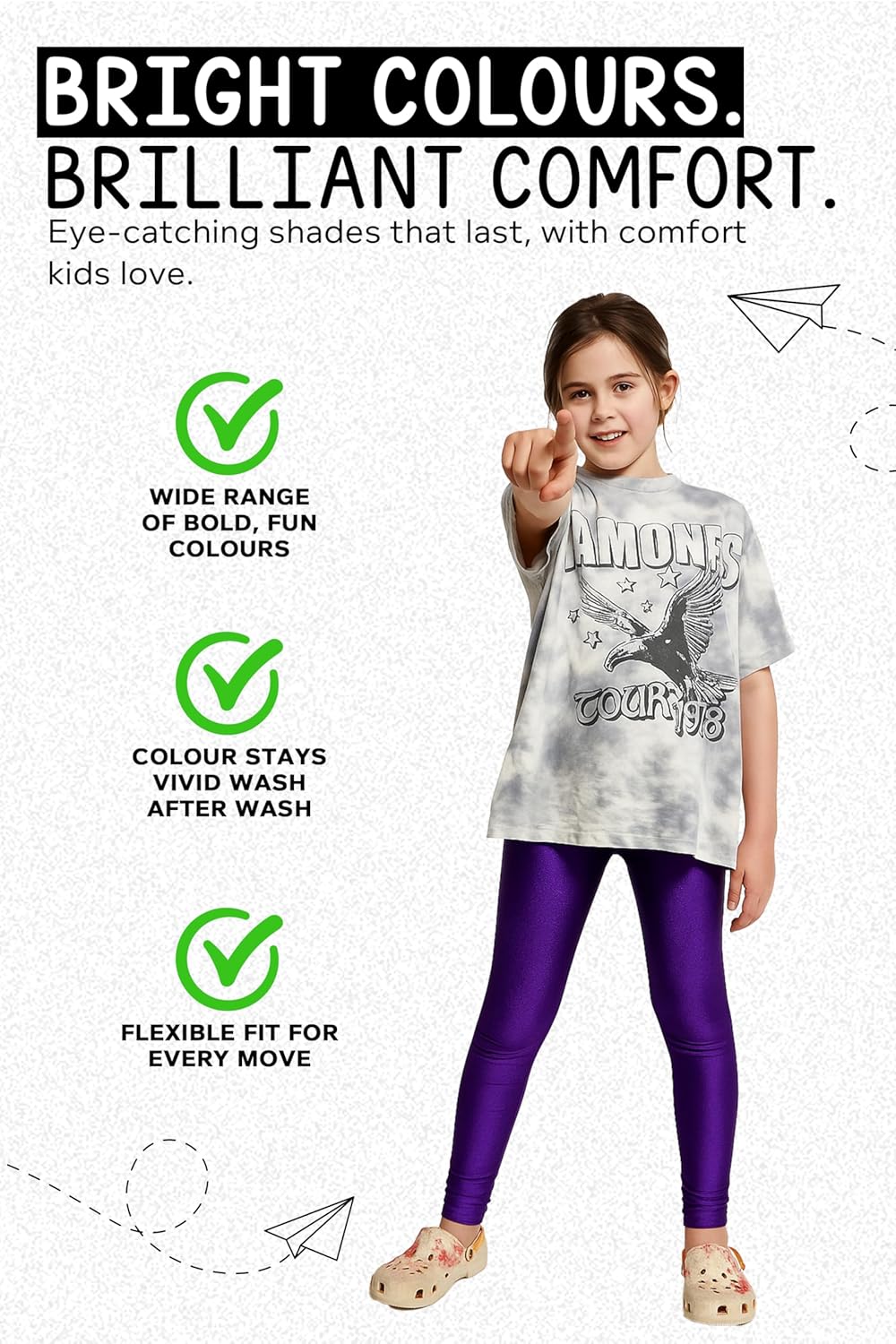 Thumbnail 1 de Re Tech UK girls’ shiny stretchy dance & gymnastics leggings (footless)