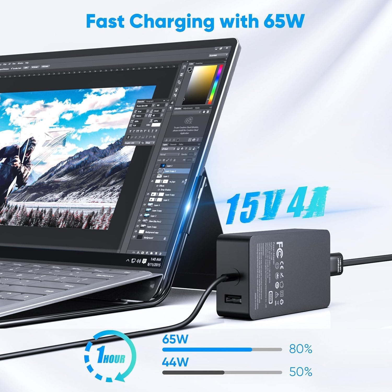 Thumbnail 1 de SCOVEE 65W Charger for Surface Pro