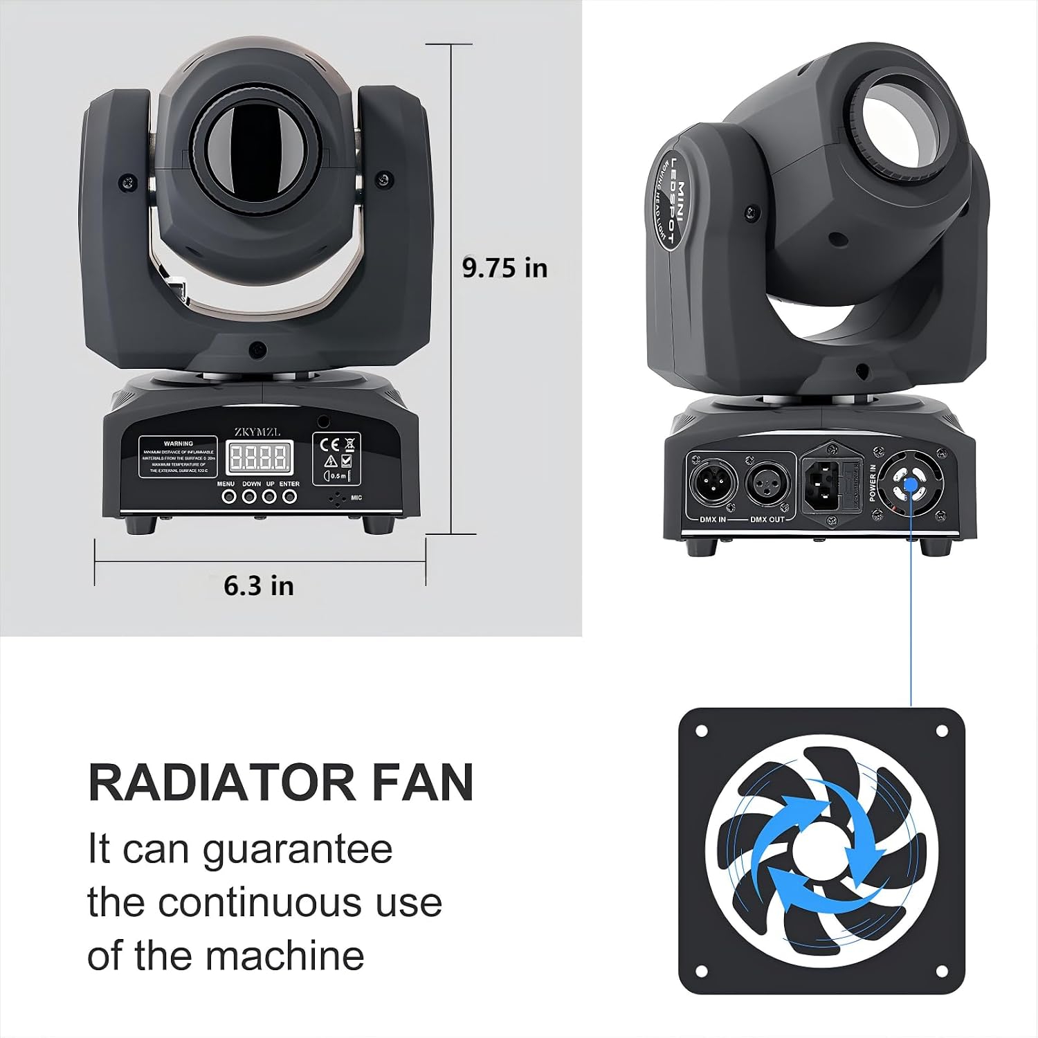 Detalle de ZKYMZL TY-60 25W LED Moving Head DJ Lights, 2-Pack with DMX512, 8 Colors and Gobos