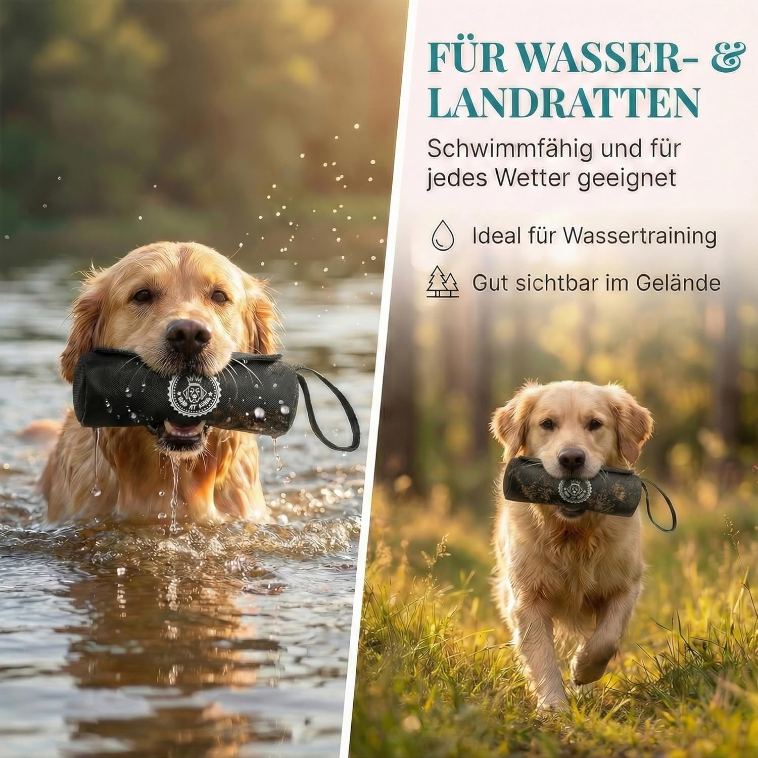 Detalle de HUND IST KÖNIG Futterdummy für Hunde – Apportierbeutel für Training mit 0,7L Fassungsvermögen