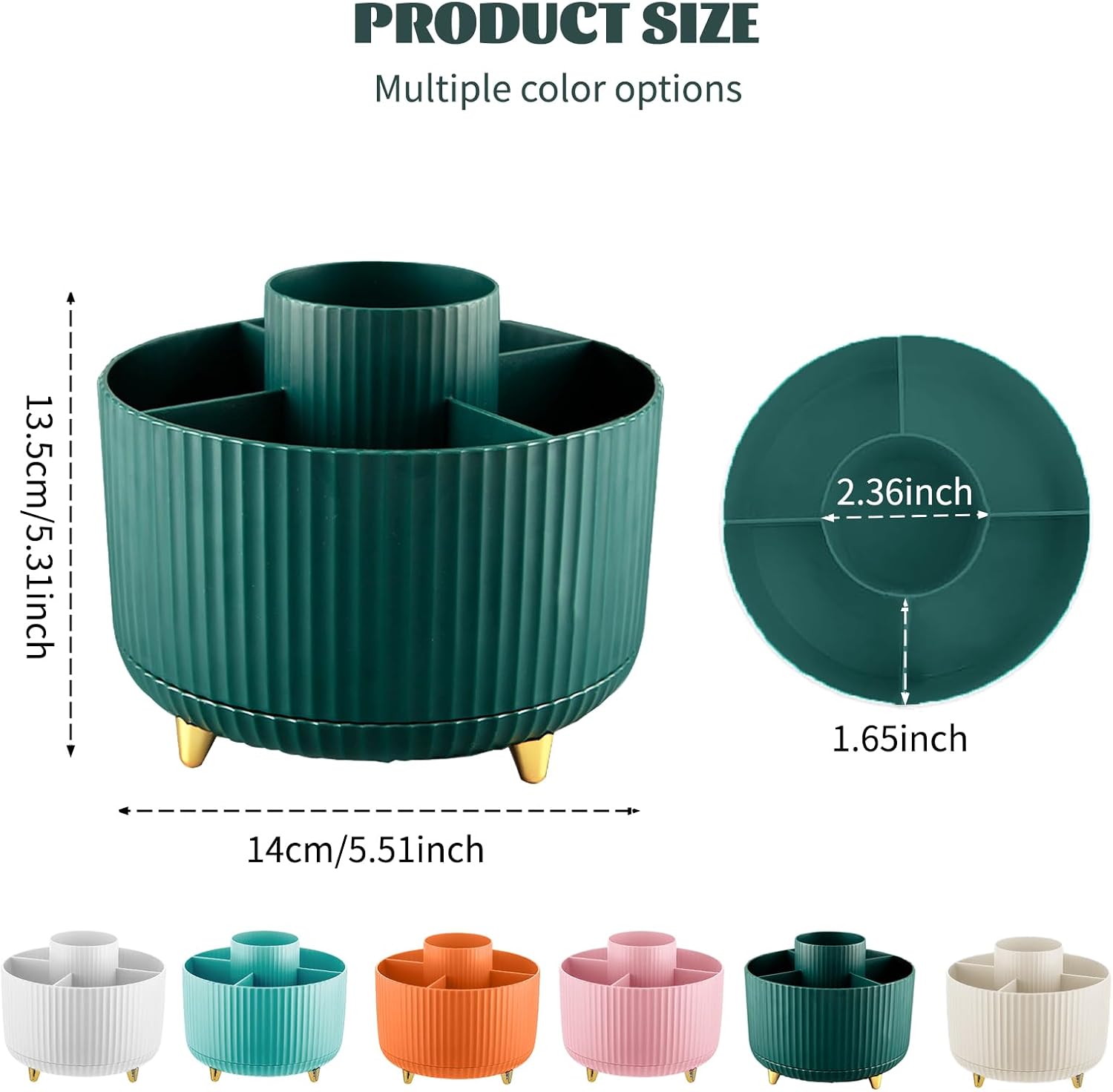 Detalle 2 de 360° Drehbare Make up Organizer Grün