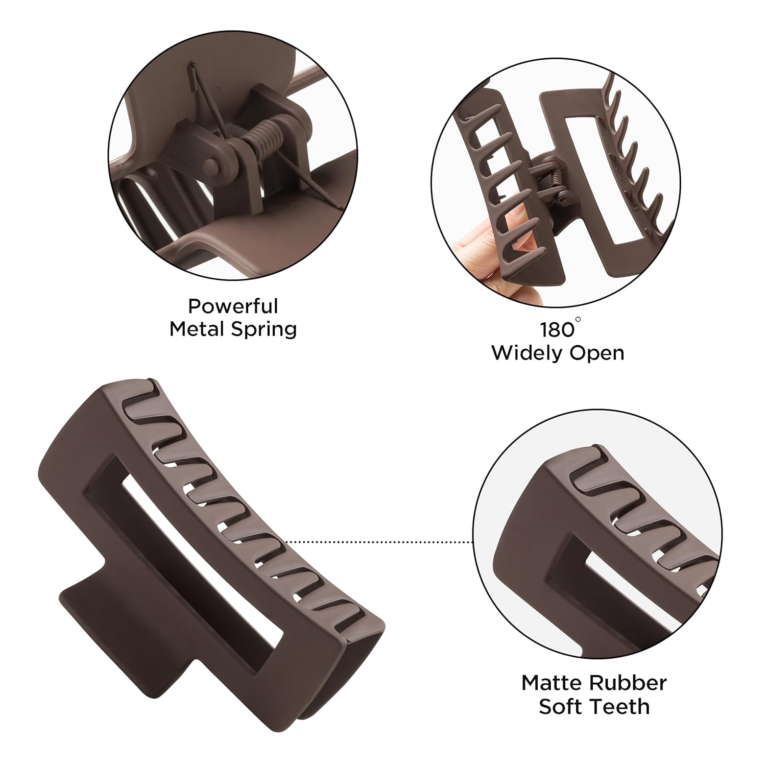 Thumbnail 2 de HBselect 8er Pack Haarklammern mit Kralle – rutschfeste Haarspangen für dickes Haar, neutrale Farben