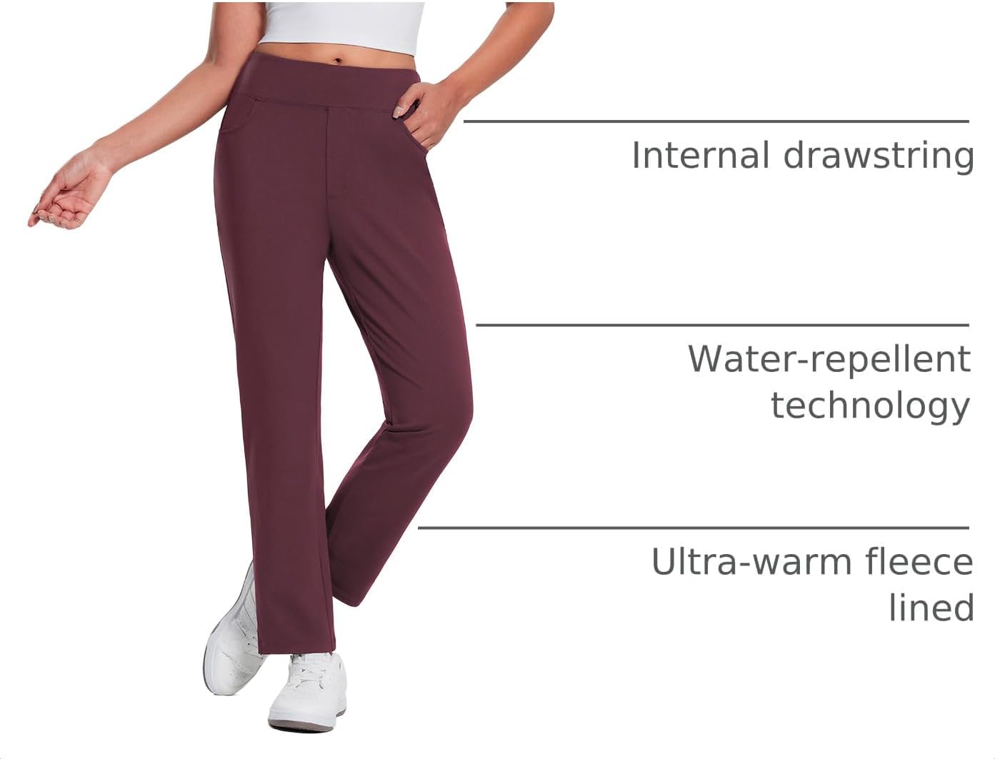 Thumbnail 3 de baleaf Women's Fleece-Lined Pants, 27-Inch Tapered Ankle, Water-Resistant