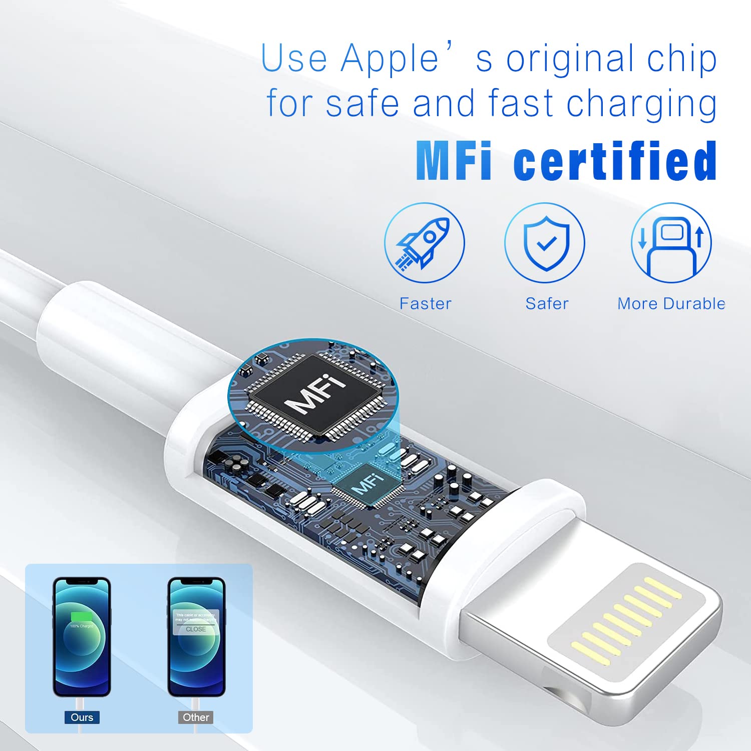 Detalle 2 de Apple Lightning Cable 3ft 3-Pack fast charging