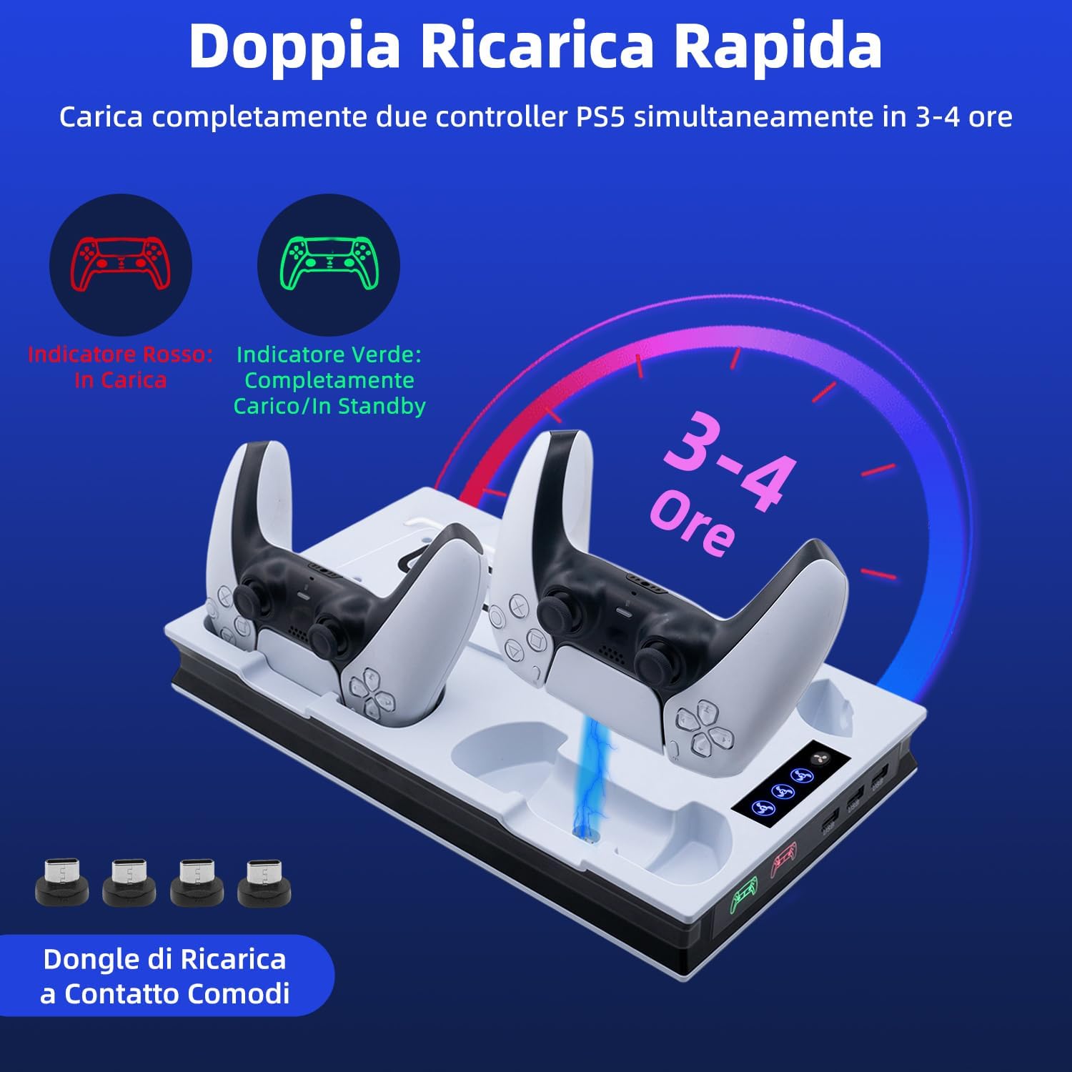 Thumbnail 4 de Wigearss Supporto Raffreddamento PS5 con Carica 2 Controller