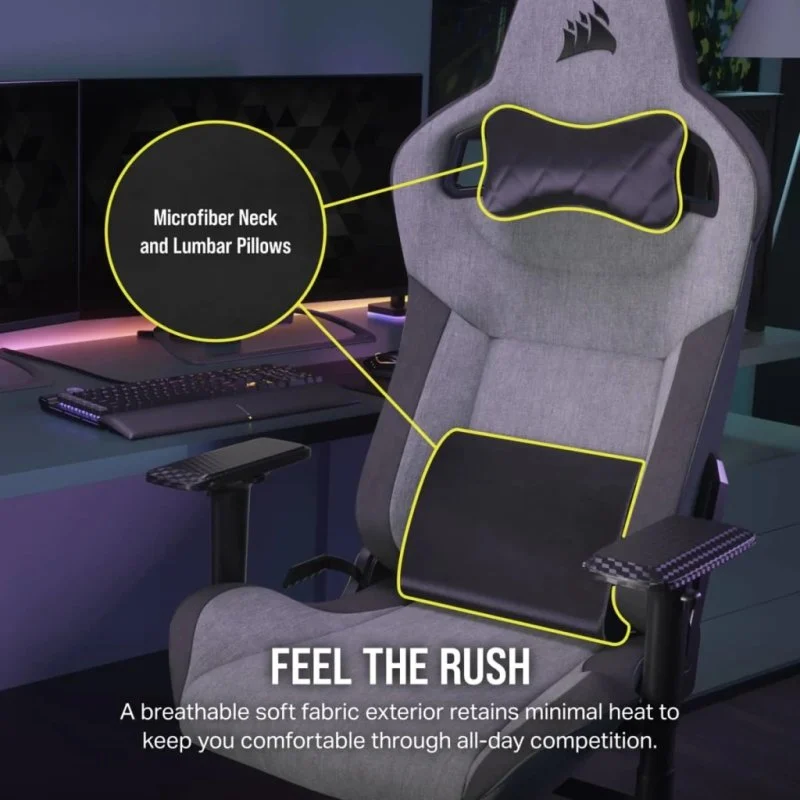 Thumbnail 2 de Corsair T3 Rush Silla gaming con cojín y almohada cervical