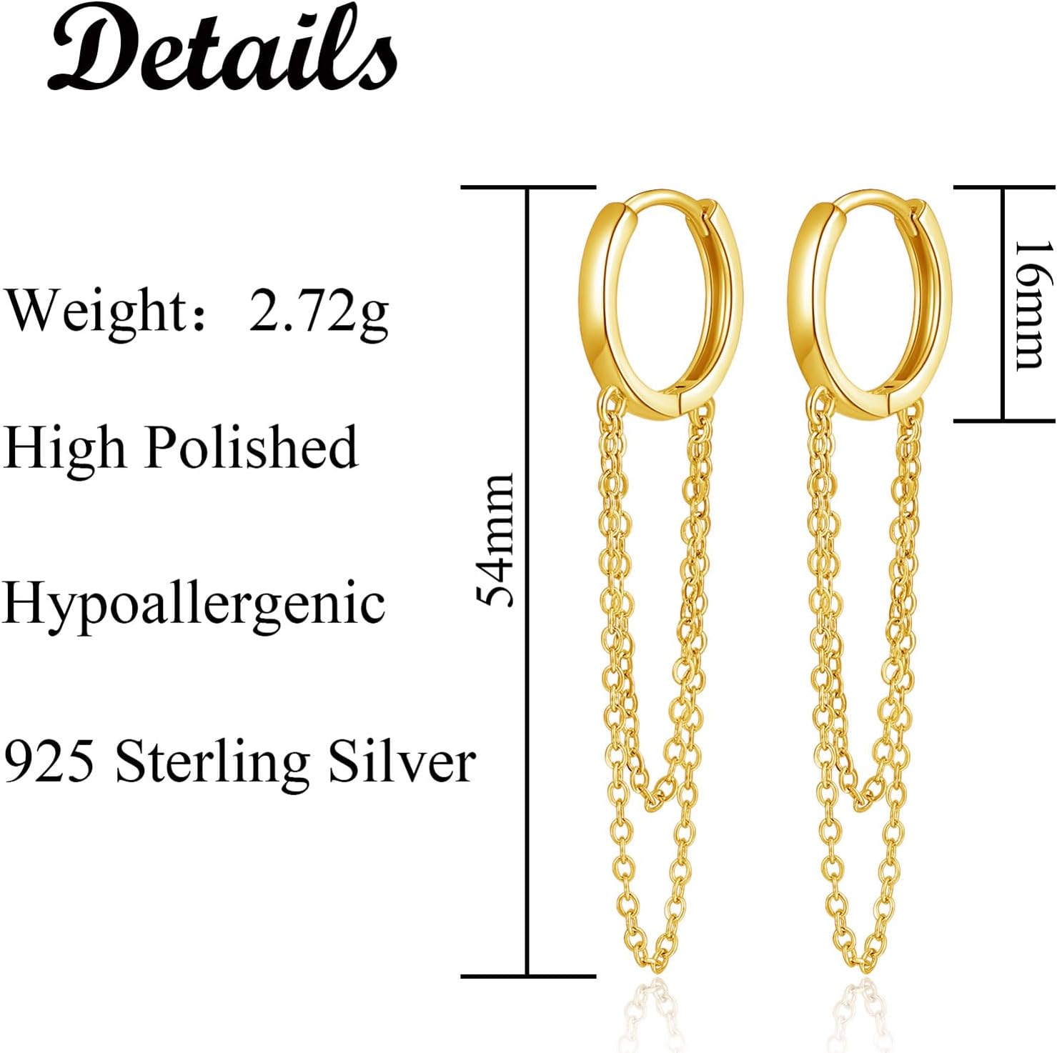 Thumbnail 1 de Zolkamery Silber Creolen Ohrringe für Damen aus 925 Sterling Silber mit Quasten