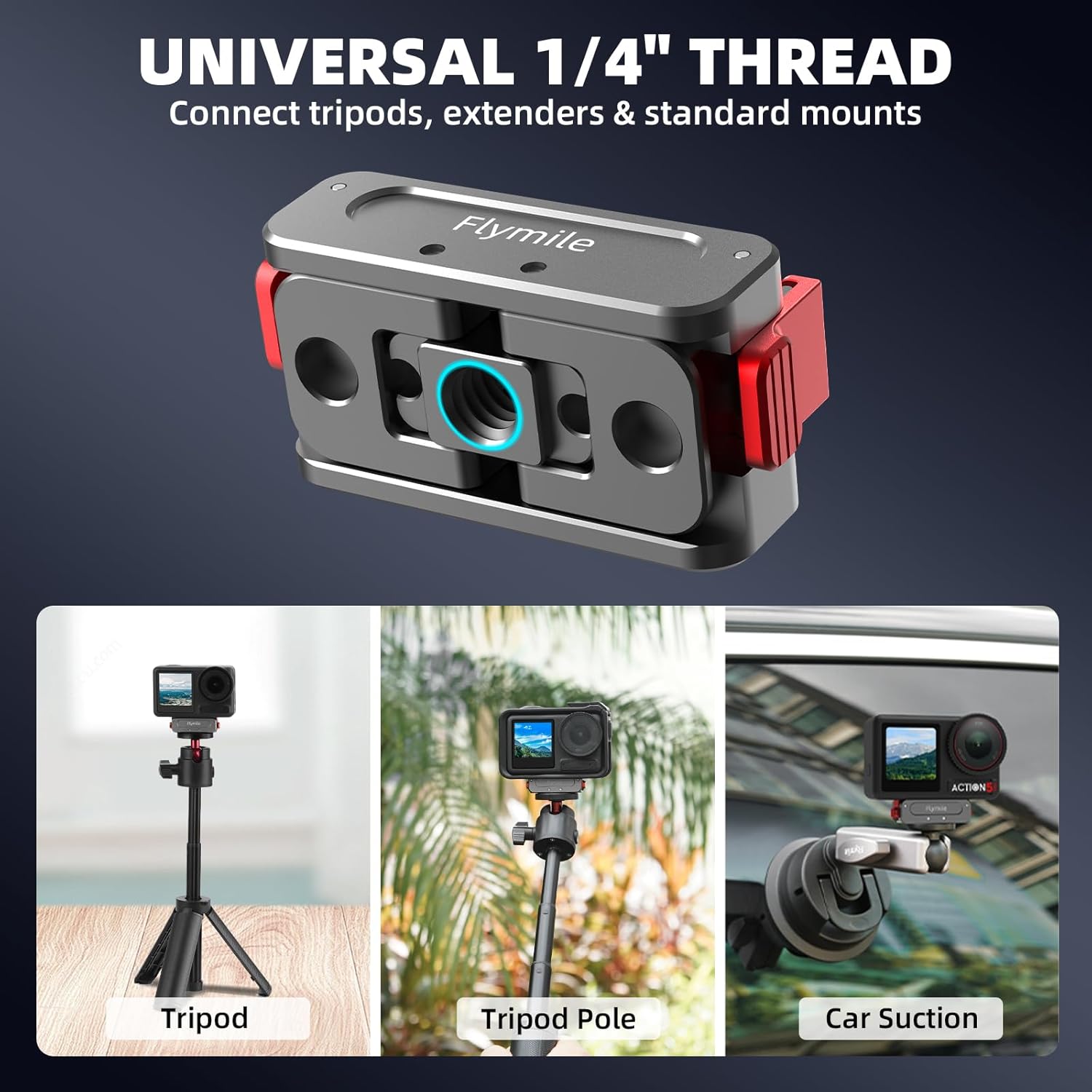 Thumbnail 5 de BRDRC Action 5 Pro Magnetic Quick Release Adapter Mount – Aluminium Alloy Expansion Base