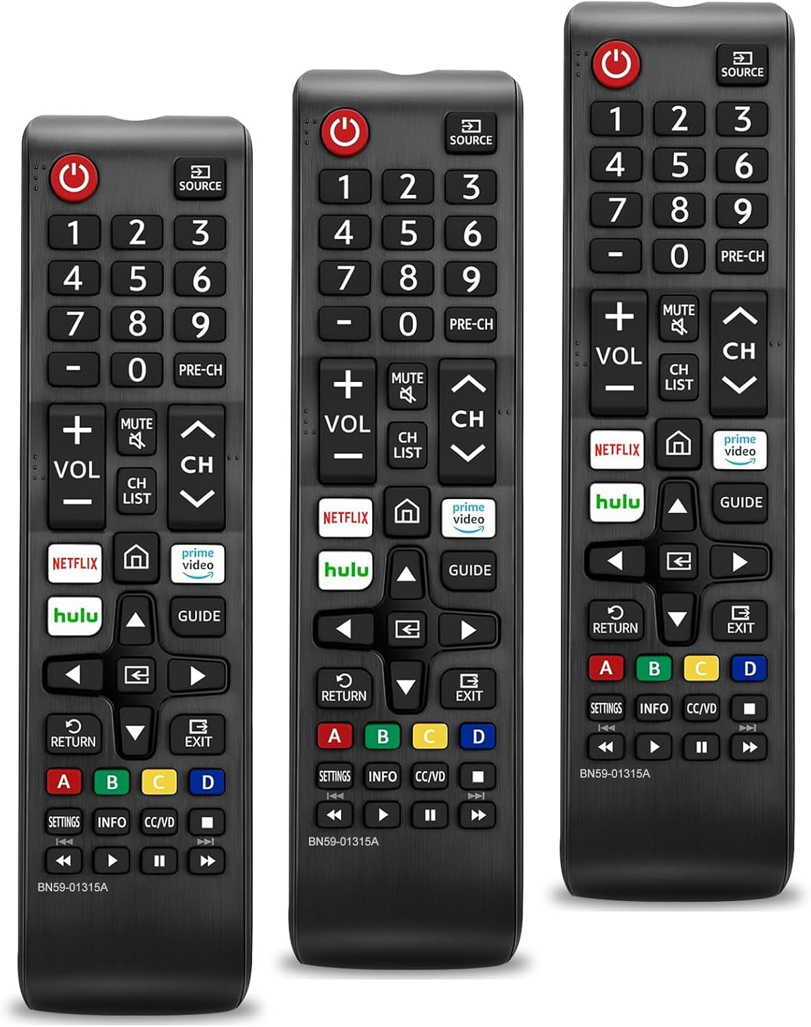 Detalle de 3-Pack Universal Replacement Remote for Samsung Smart TV (BN59-01315J / BN59-01301A / BN59-01315A)