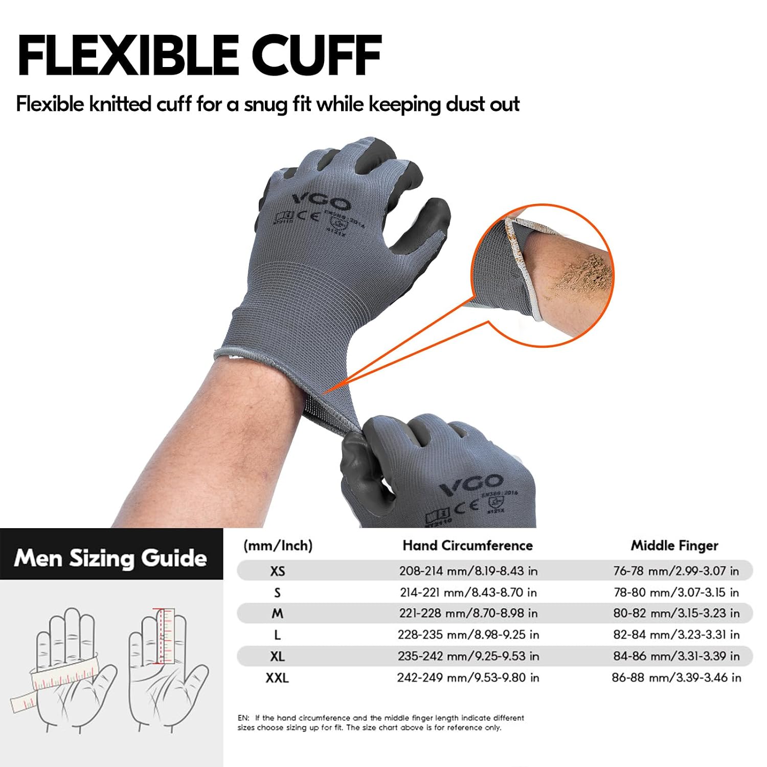 Thumbnail 5 de Vgo 10 pairs safety work gloves, nitrile palm