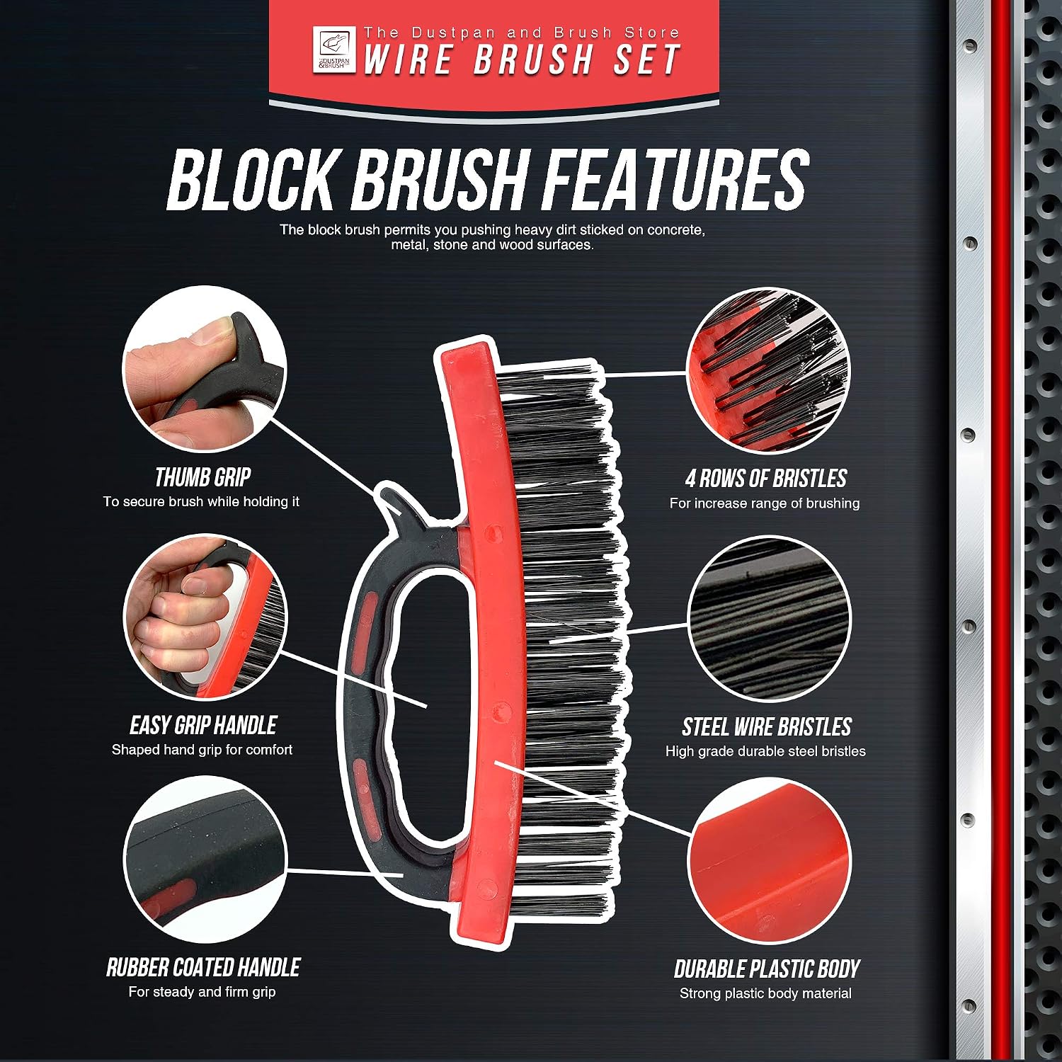Thumbnail 2 de Wire Brush Twin Pack: Heavy Duty Steel Brushes with Easy-Grip Handles