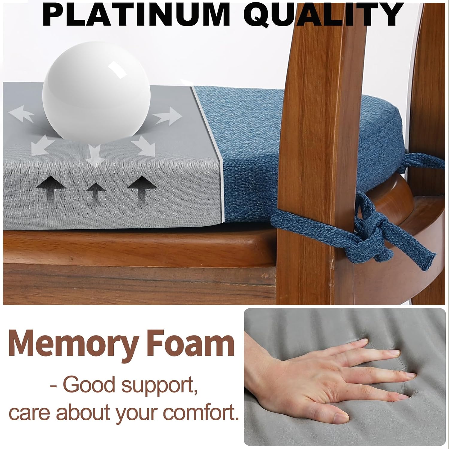 Detalle de SINOSSO Memory Foam Chair Cushions 16-inch