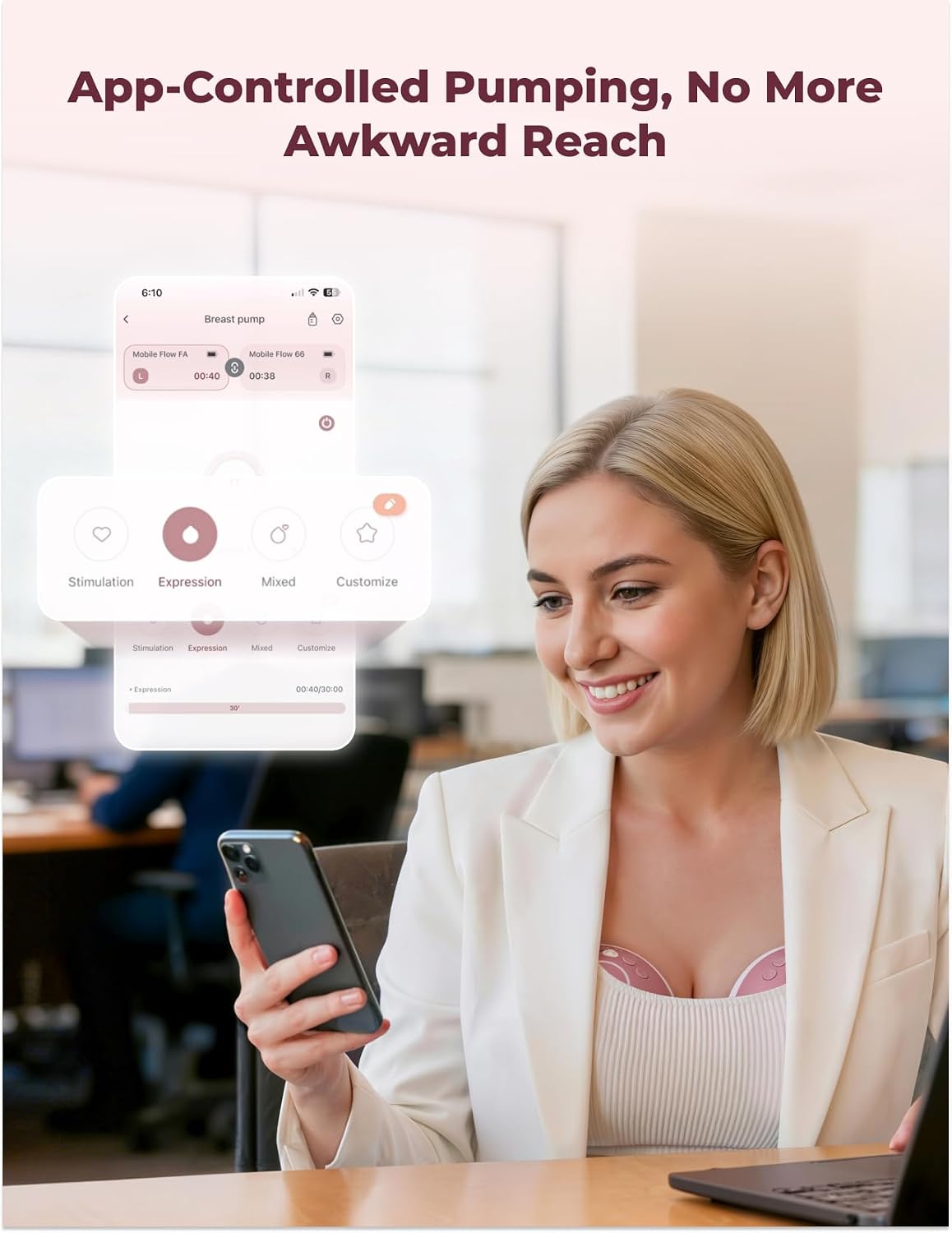Thumbnail 3 de Momcozy Hands Free Breast Pump Mobile Flow M9 Upgrade (Cozy Red, 24mm) – App-Controlled, Wearable