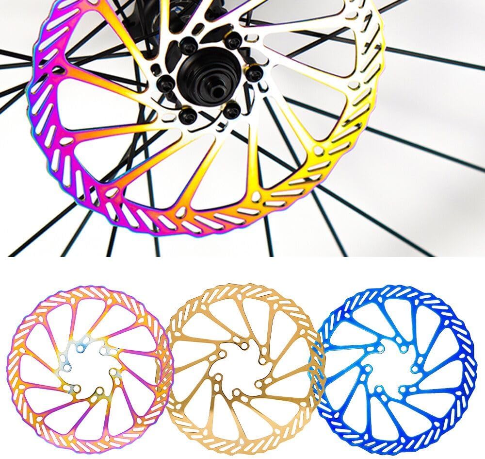 Thumbnail 6 de CNCLOL stainless steel disc brake rotors (160mm, 180mm, 203mm) in blue/gold/rainbow set
