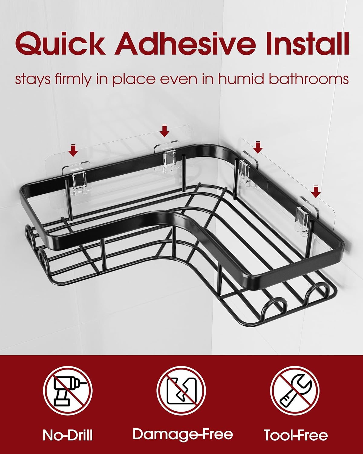 Thumbnail 4 de Sakugi CA657 Corner Shower Caddy Set, Stainless Steel Shelves and Hooks