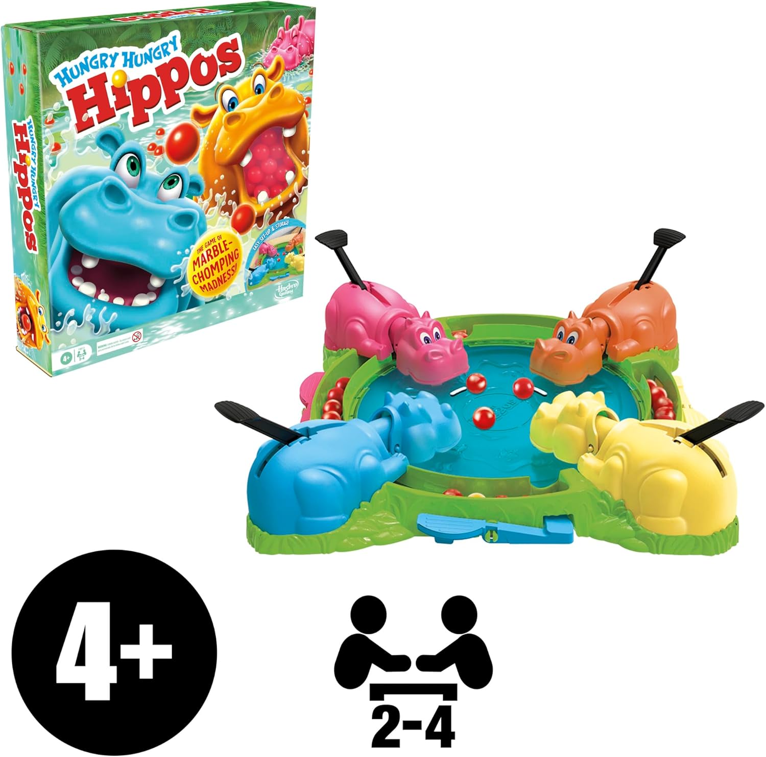Thumbnail 1 de Hungry Hungry Hippos Marble-Chomping Game for Kids – Fast-Paced Family Board Game (2–4 players, Age 4+)