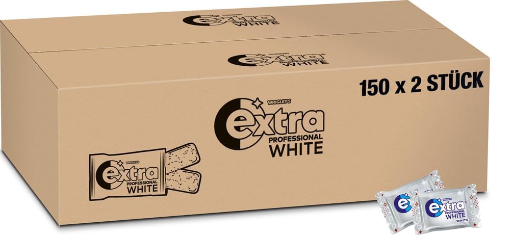 Detalle de Extra Professional White Zuckerfrei Kaugummi mit Minze und Menthol – Großpackung 150 × 2 Dragees