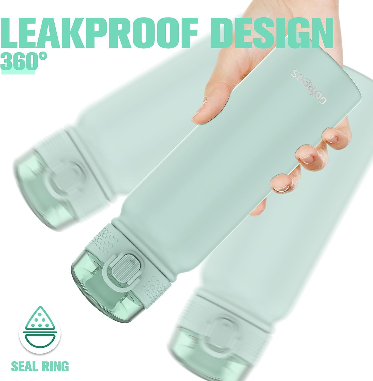 Detalle de GOPPUS 600ml Insulated Water Bottle with Spout Lid – Sage Green
