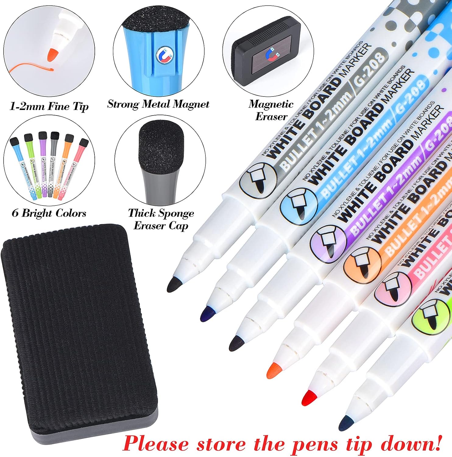 Thumbnail 3 de POPRUN 3 Pack Magnetic Dry Erase Calendar Whiteboard Set for Fridge (A3 family weekly & monthly planner)