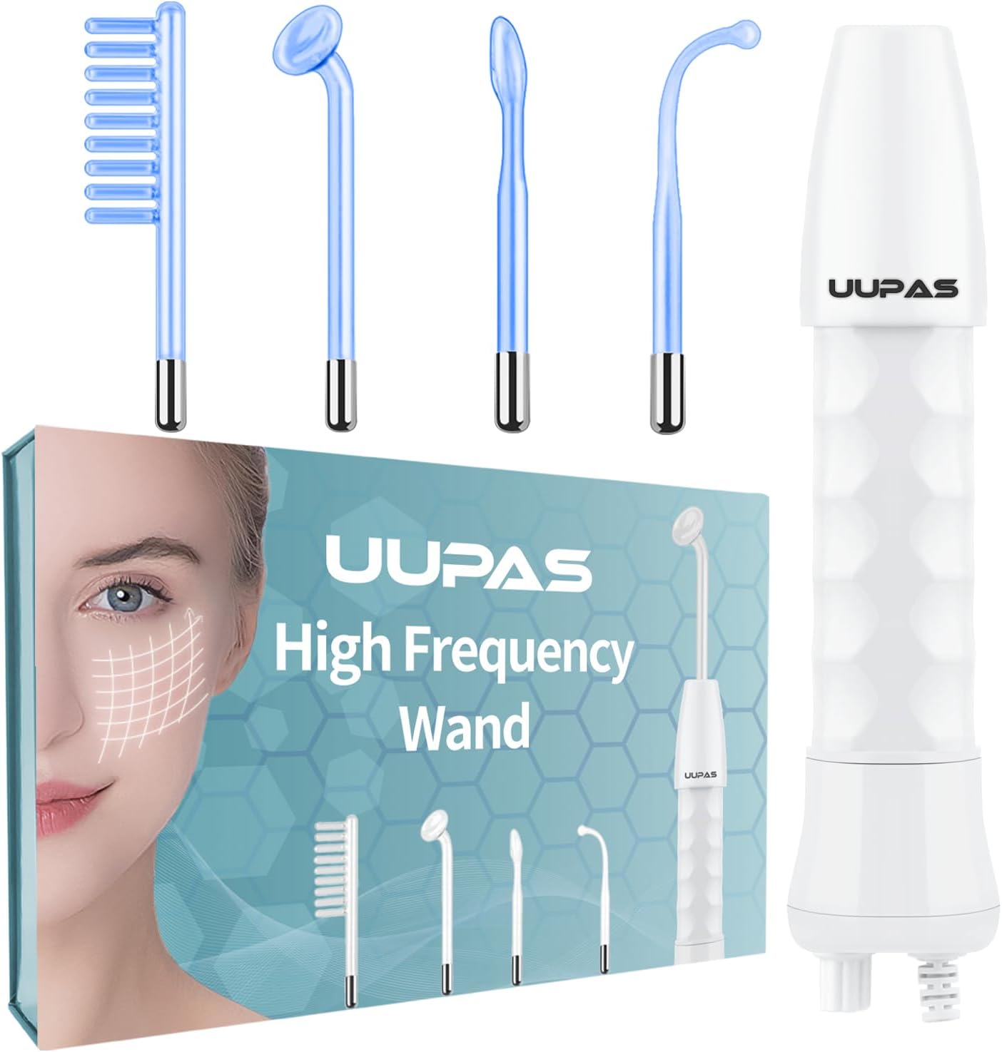 UUPAS Bacchetta ad alta frequenza per viso con 4 tubi