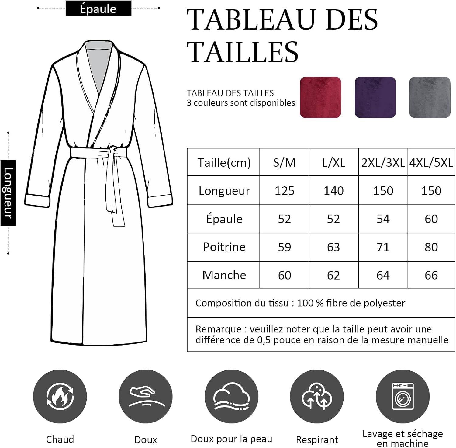 Thumbnail 6 de PUTUO Robe de chambre femme polaire longue with capuche