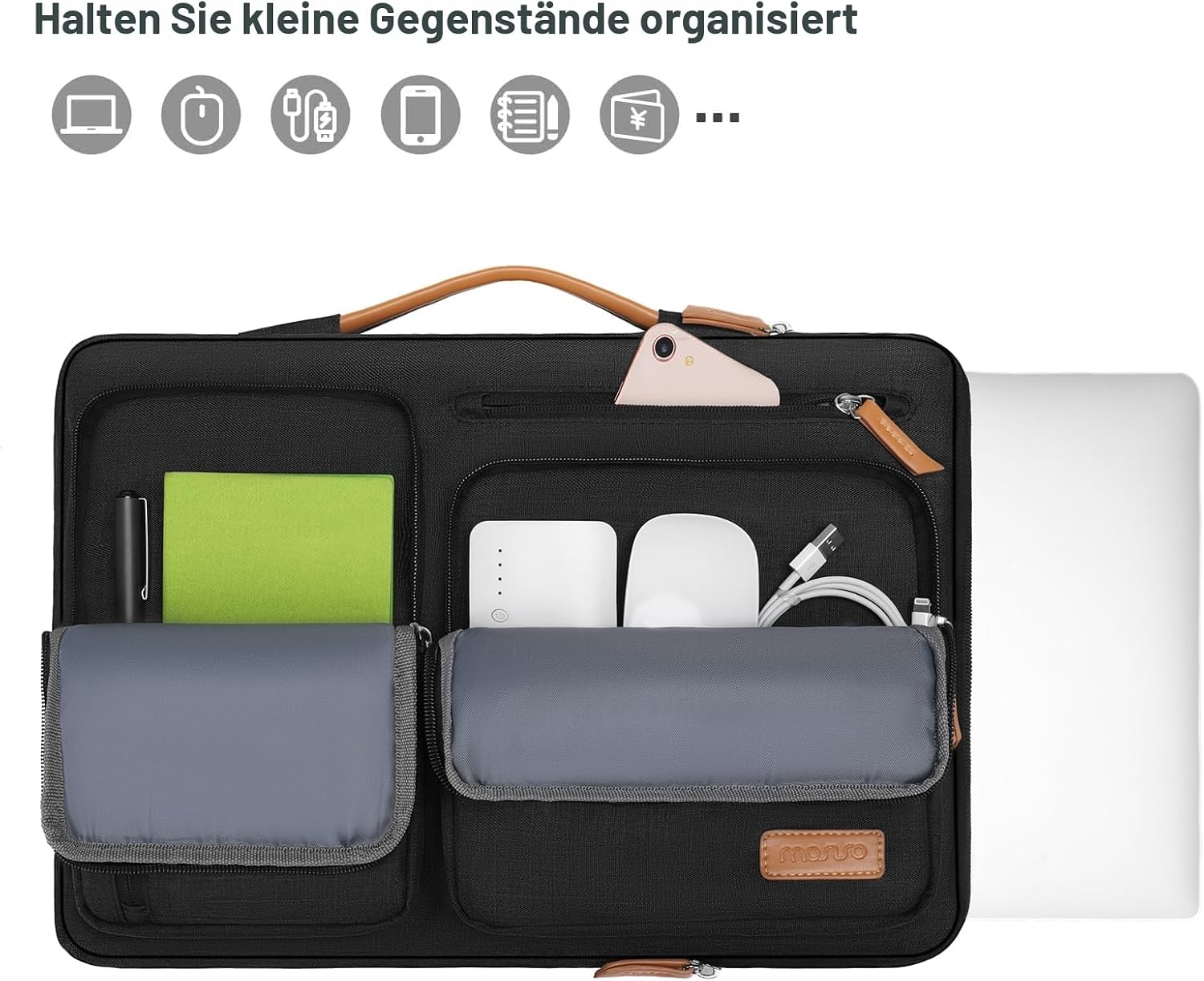 Detalle de MOSISO 360 Schutz-Laptoptasche 13,3 Zoll – Schutzhülle mit Organizer & Griff
