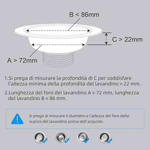 Thumbnail 7 de Hibbent Setaccio e Tappo Combo per Lavello da Cucina 3-in-1 in Acciaio Inox – Anti-Intasamento