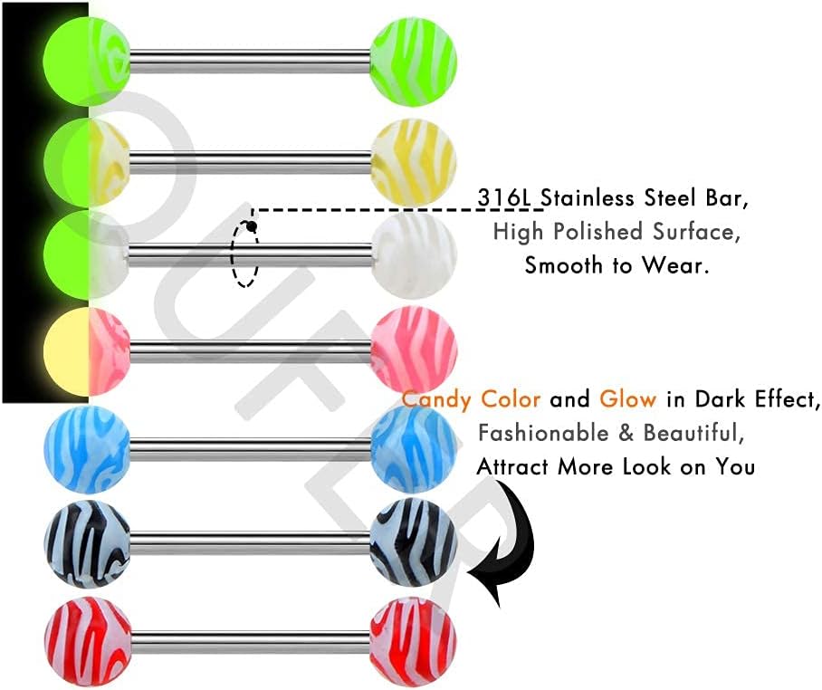 Thumbnail 6 de OUFER 7PCS Piercing Langue Acier 316L 14G