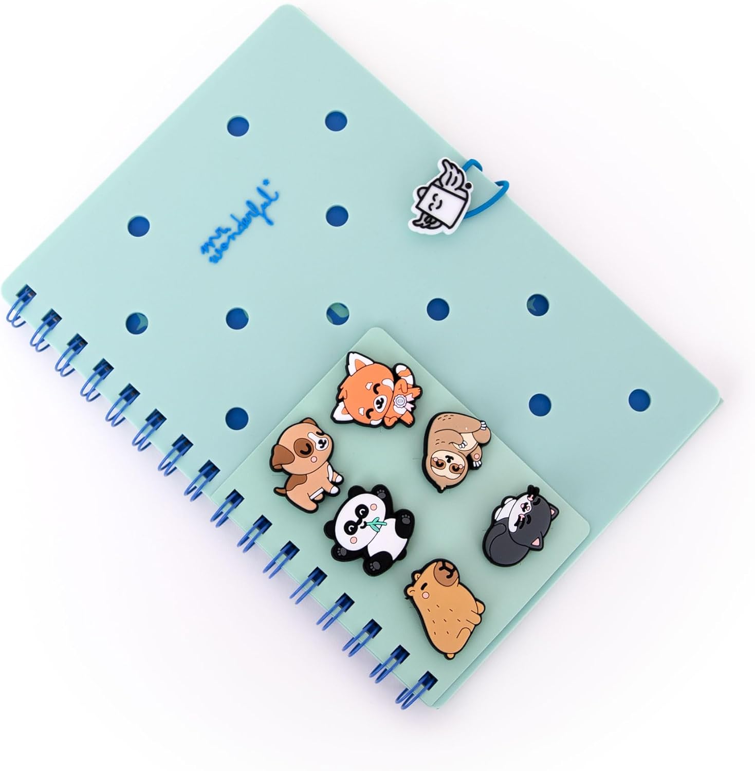 Detalle de Mr. Wonderful – Set de Cahier A5 avec Charms : couleur Vert