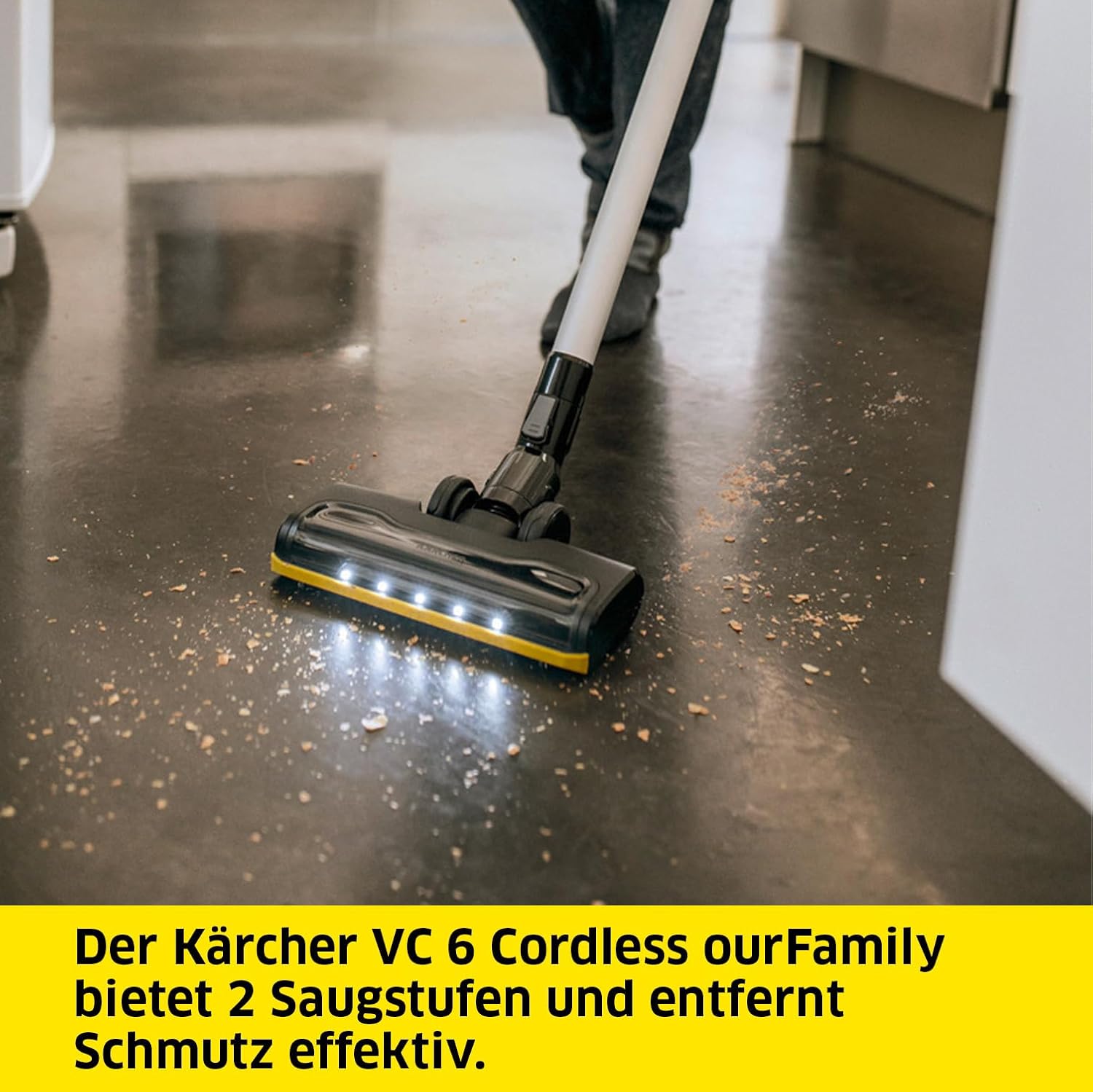 Detalle de Kärcher VC 6 Cordless ourFamily Akku-Staubsauger – bis zu 50 Min., 2 Saugstufen, Wandhalterung mit Ladefunktion