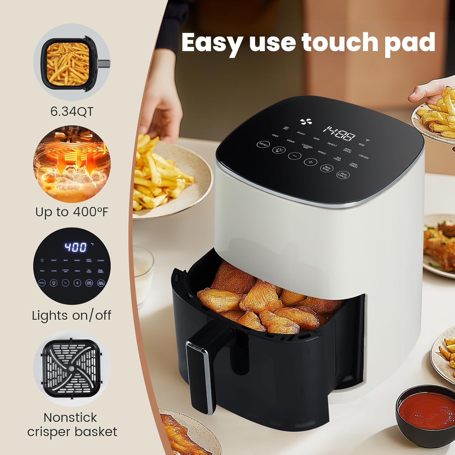 Thumbnail 6 de KMFurnila 6QT Square Air Fryer with Visual Window