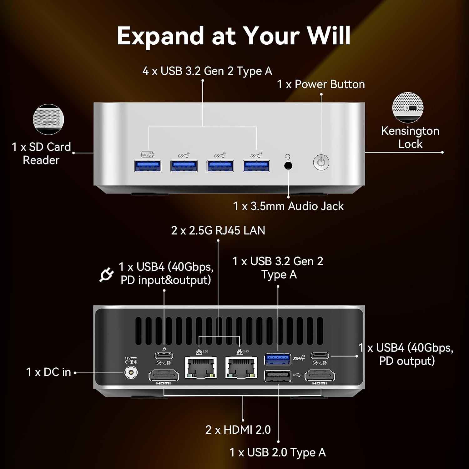Detalle 2 de GEEKOM A8 Max mini PC with USB4, 32GB
