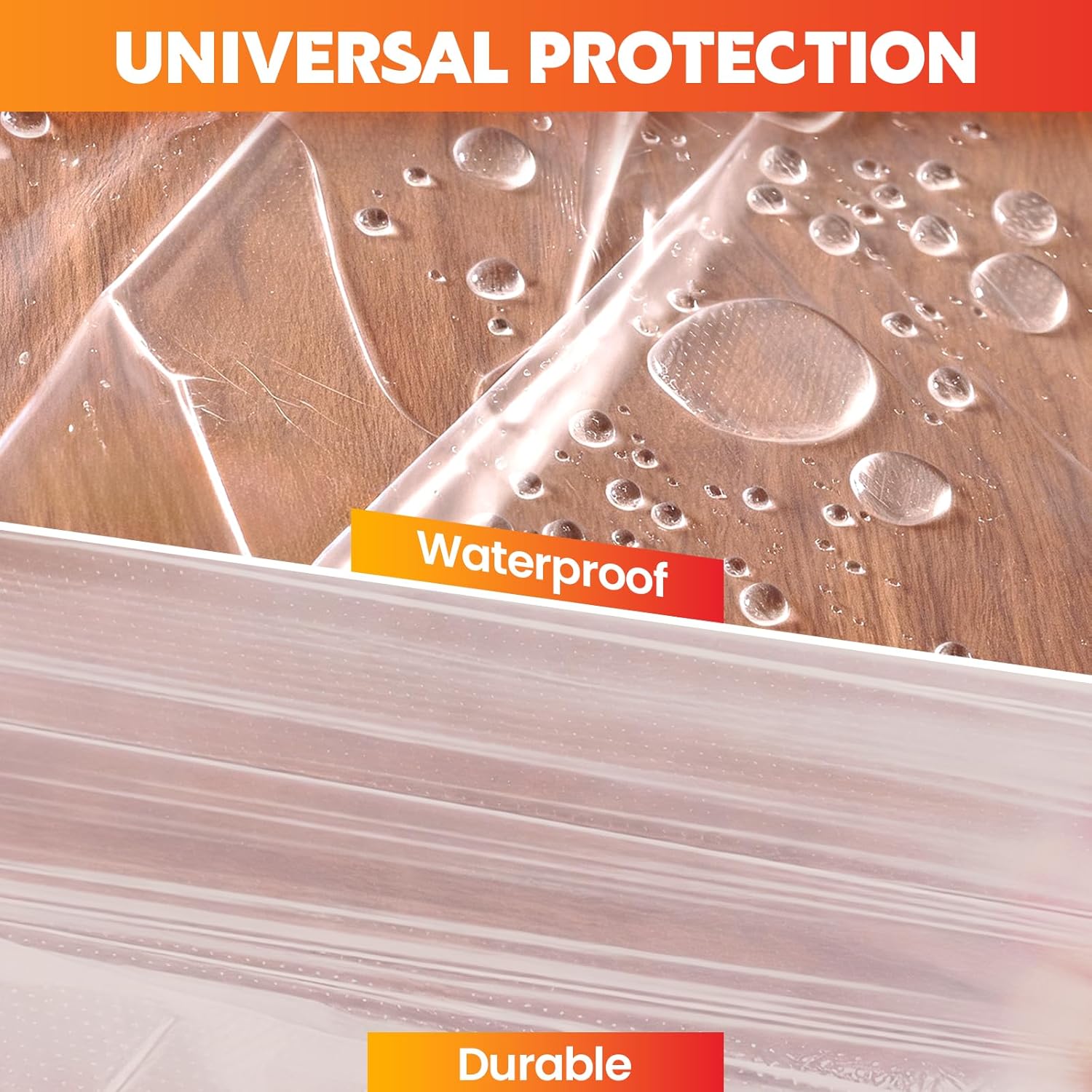 Detalle 2 de LLPT Abdeckfolie mit Klebeband (2 Rollen) – transparente Malerfolie als Spritz- und Staubschutz