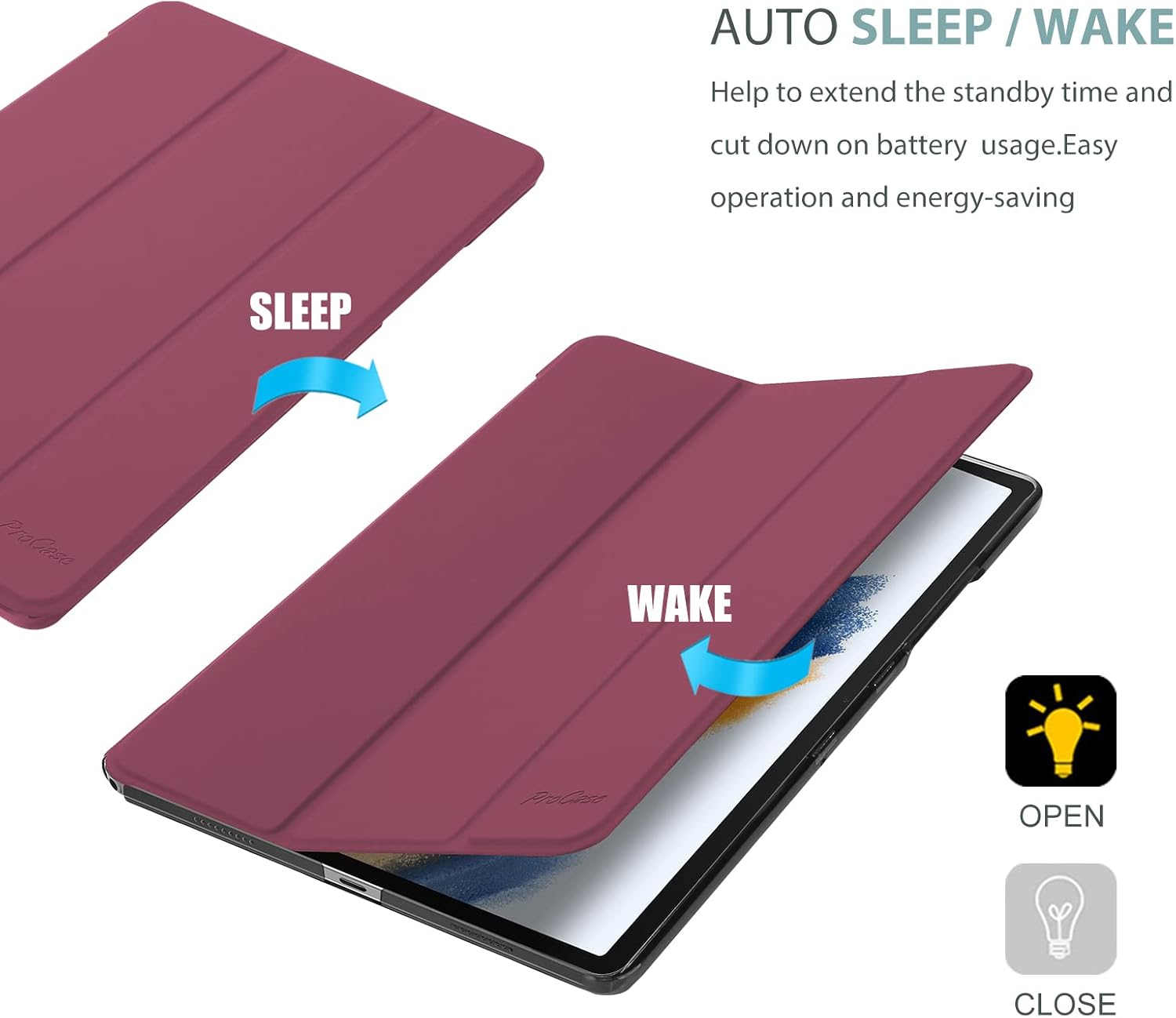 Thumbnail 6 de ProCase Hülle für Galaxy Tab A8 10.5 Zoll (SM-X200/X205) – Dreifach faltbar, Ultra Dünn, Frosted Rückseite