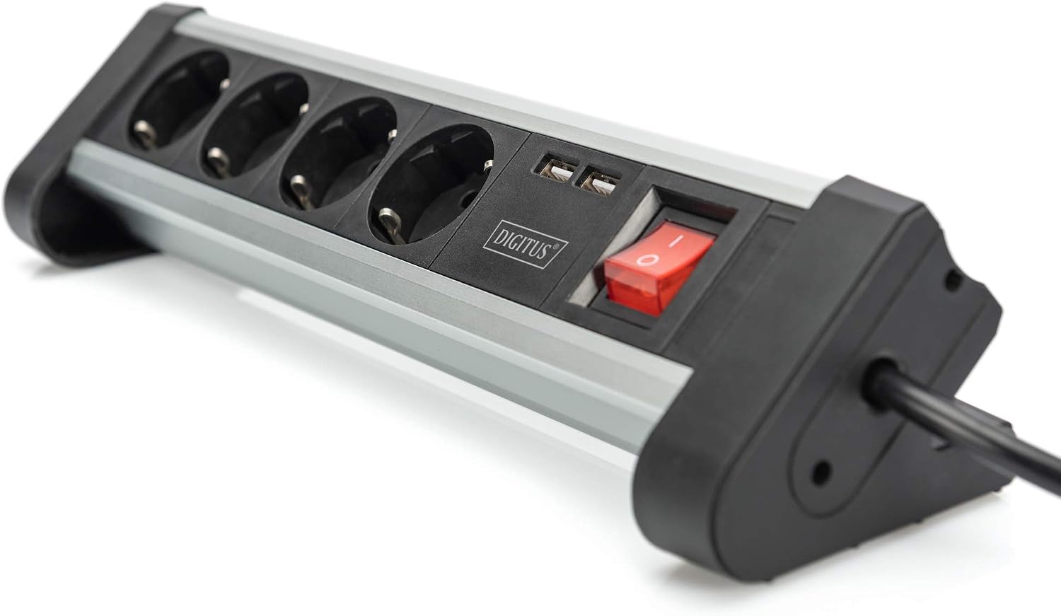 Detalle de DIGITUS DA-70614 — Multiprise avec chargeur USB, 4 prises et 2 ports USB-A, fixation sans perçage