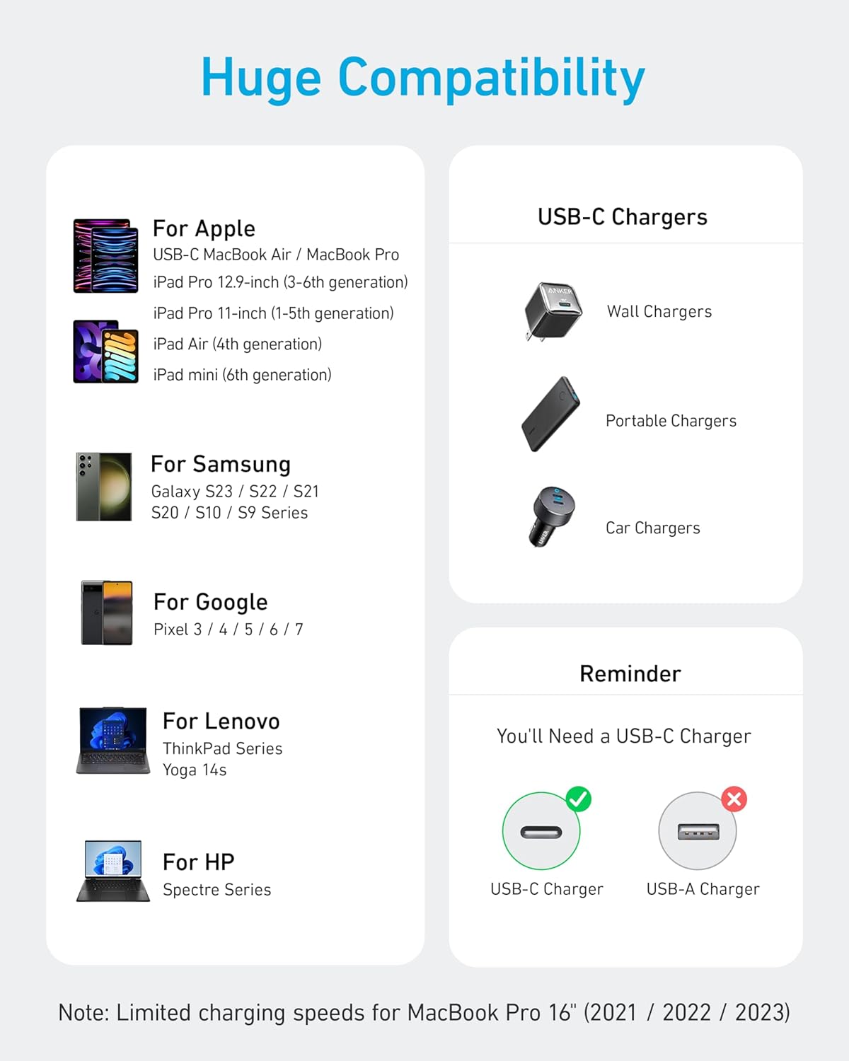 Thumbnail 5 de Anker USB-C to USB-C Cable 2-Pack (10FT, 240W) — Black Fast Charging Cord