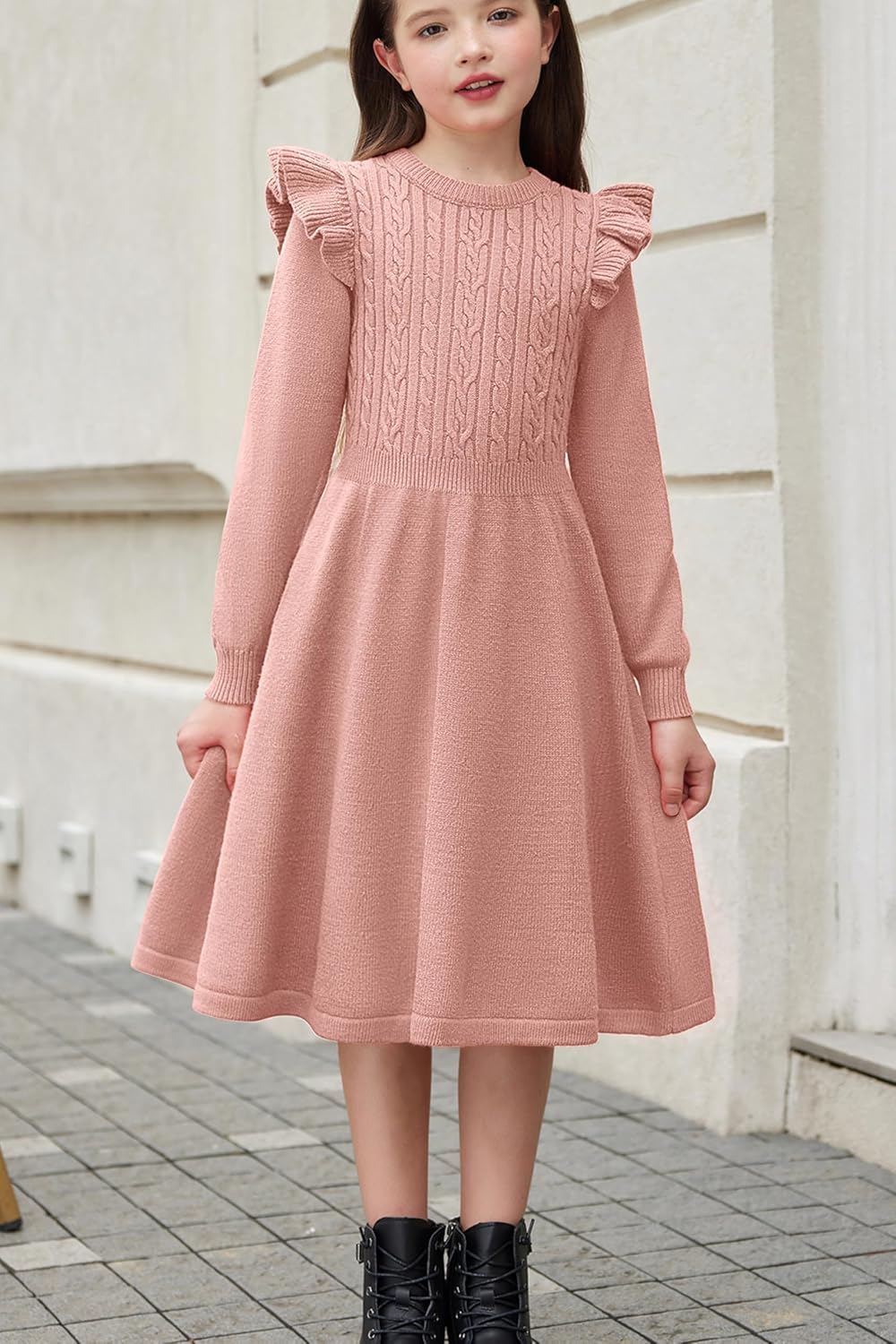 Thumbnail 2 de Robe pull fille tricotée A-ligne