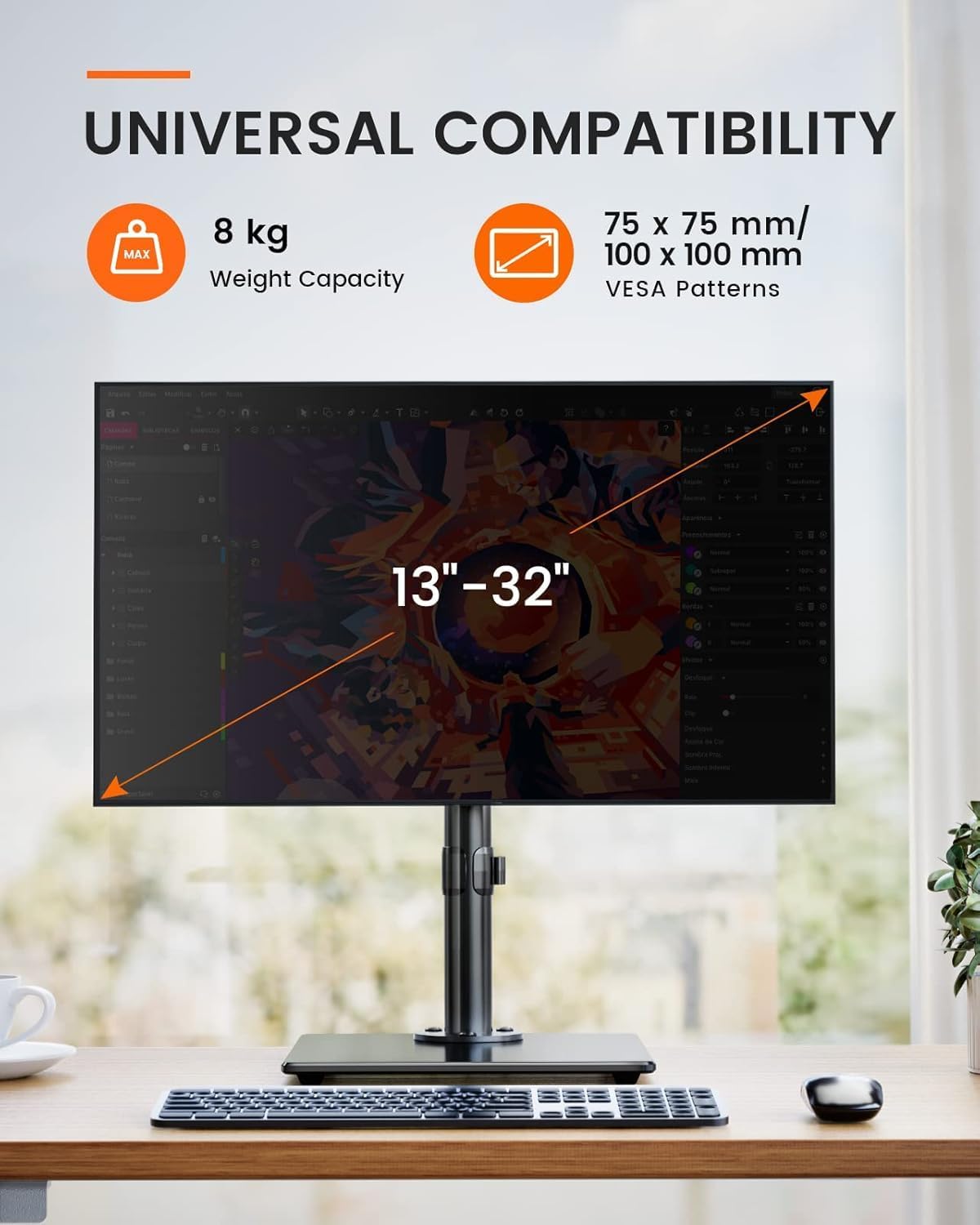 Thumbnail 6 de ErGear Single Monitor Stand for 13-32" Screens — Freestanding VESA Mount with Height Adjustment
