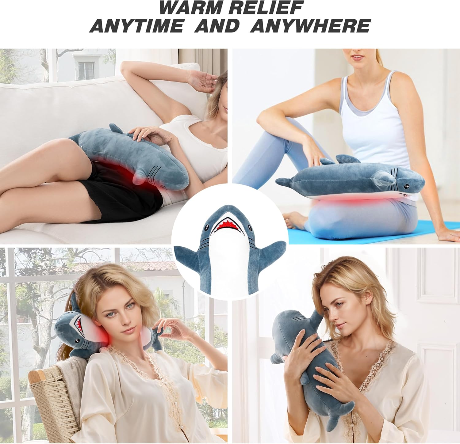 Detalle de HOTHUGZ X10 Shark Plush USB Heating Pad, 3 Heat Levels & Timer