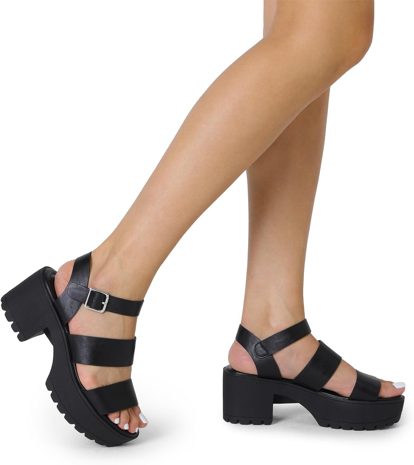 Thumbnail 6 de DREAM PAIRS Platform Heels for Women: Lightweight Open-Toe Fisherman Sandals with Adjustable Ankle Strap