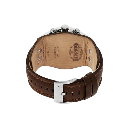 Detalle de FOSSIL Coachman Men's Quartz Watch CH2891 with Black Dial and Brown Leather Cuff